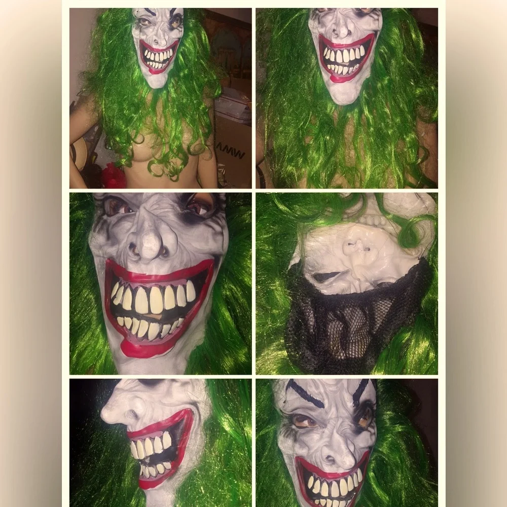Clown Mask with Hair Costume Party Cosplay Jokester Clown NWOT Costume Mask
